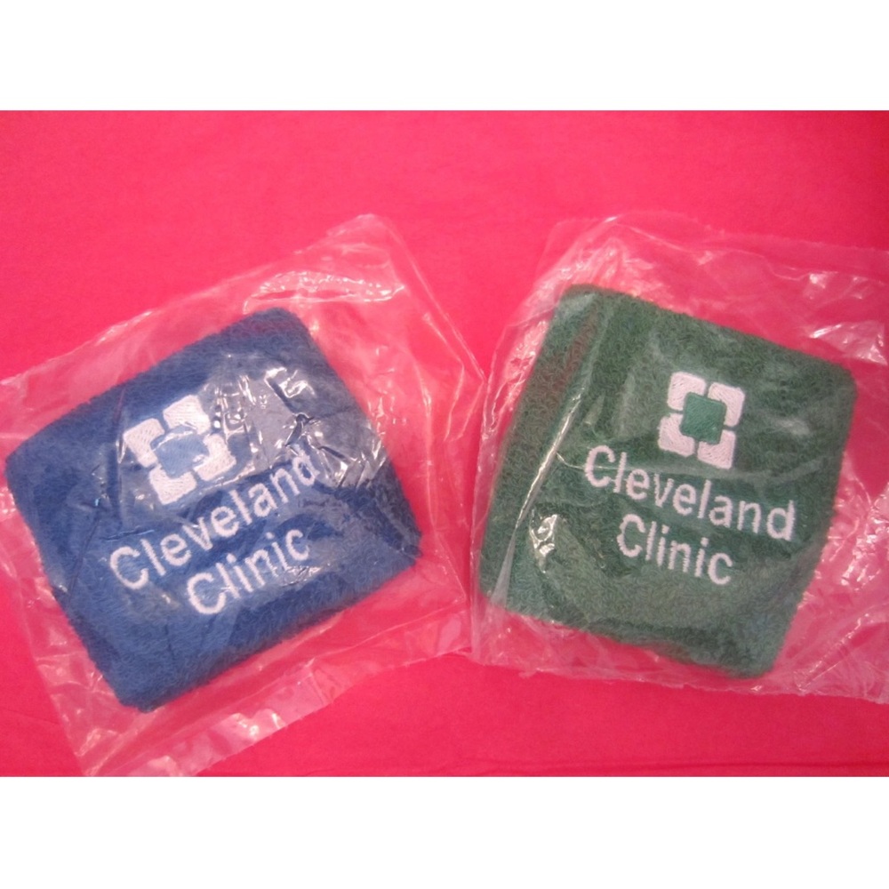 2 CLEVELAND CLINIC Sweatband Cotton Wrist Workout Running Sport Tennis Wristband
